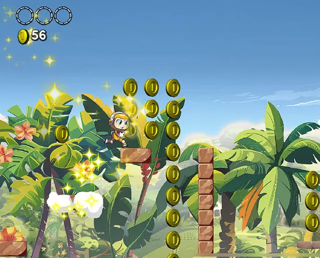 Bild som visar användningen av Sip2play-muggen i spelet, där spelaren kontrollerar Kai's hopp genom att suga på sugröret. Styrka och längd på suget bestämmer höjden på hoppet.